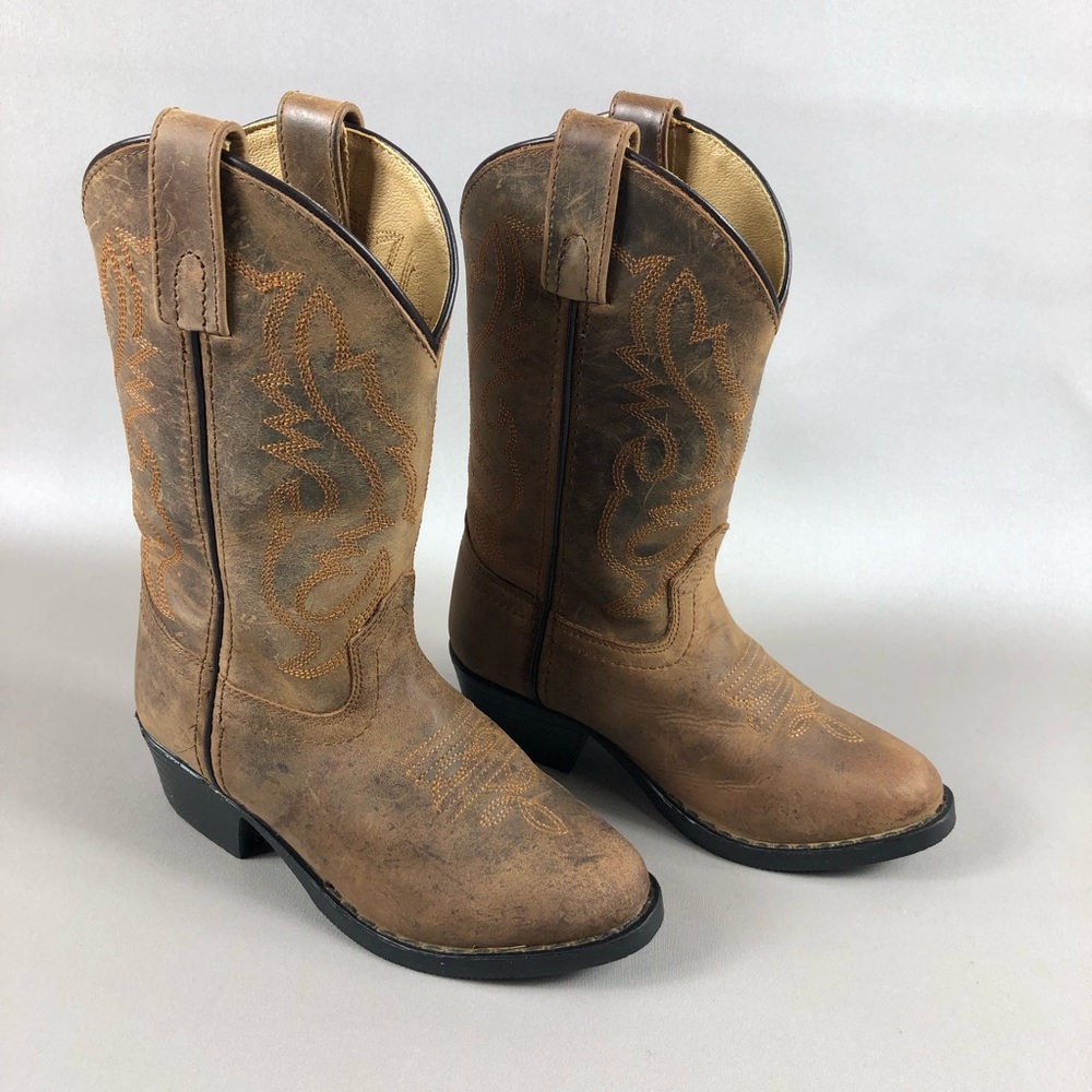 Kids Brown Western Pull-On Boots
